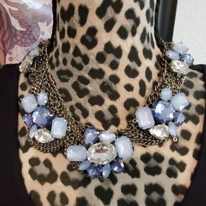 Blue and Silver tone Statement Necklace